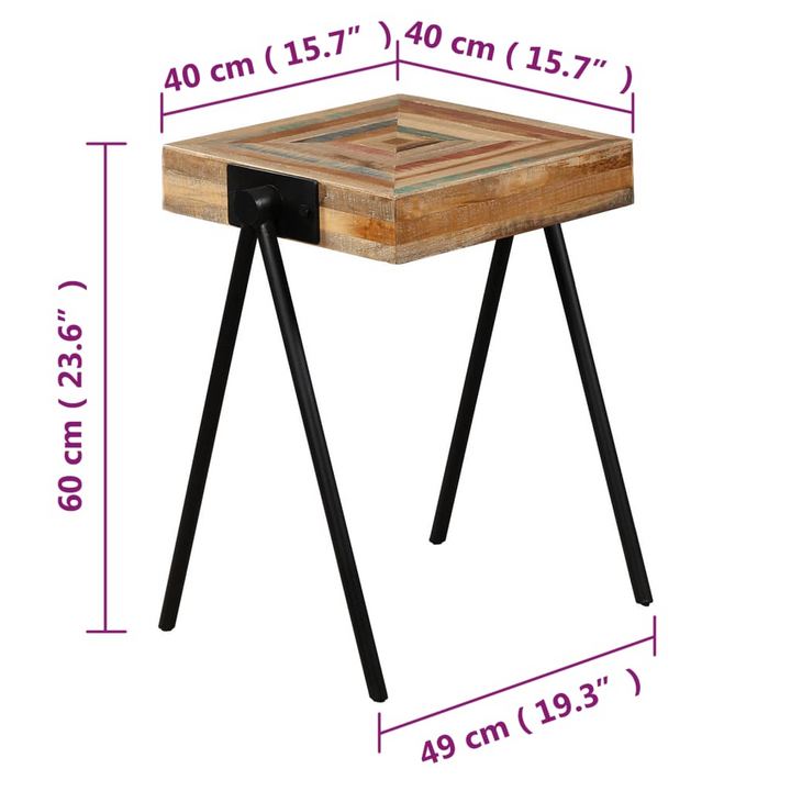 Reclaimed Teak Side Table - Durable, Industrial Design with Unique Multicolour Finish - Premium  from Home Treasures - Just £77.99! Shop now at Home Treasures