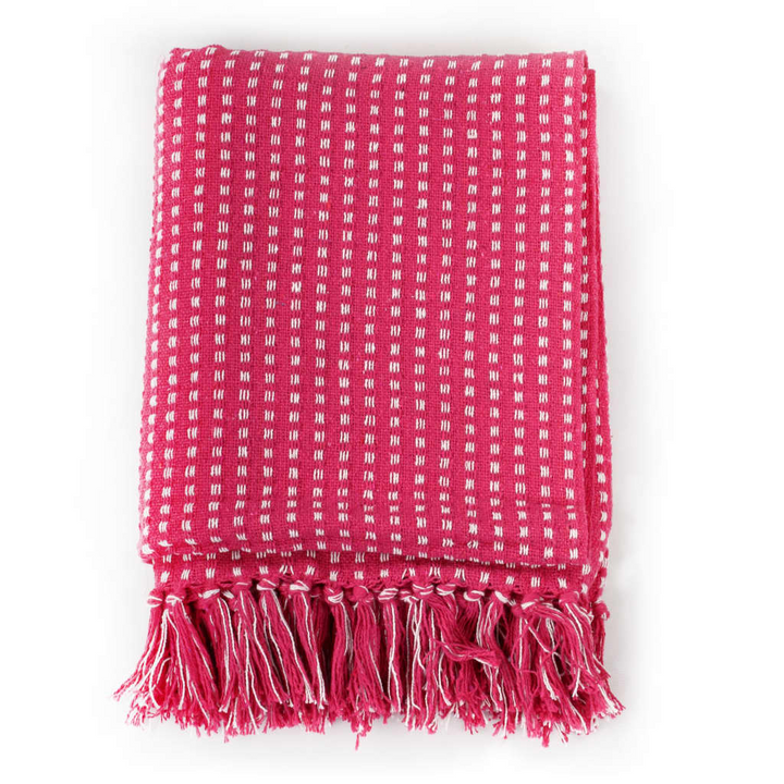 Soft Cotton Throw Blanket with Tassels - Pink, 160x210 cm | Cozy & Stylish Home Decor - Premium  from Home Treasures - Just £25.99! Shop now at Home Treasures