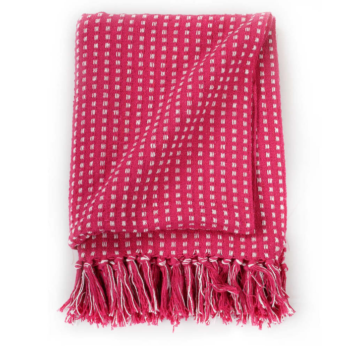 Soft Cotton Throw Blanket with Tassels - Pink, 160x210 cm | Cozy & Stylish Home Decor - Premium  from Home Treasures - Just £25.99! Shop now at Home Treasures