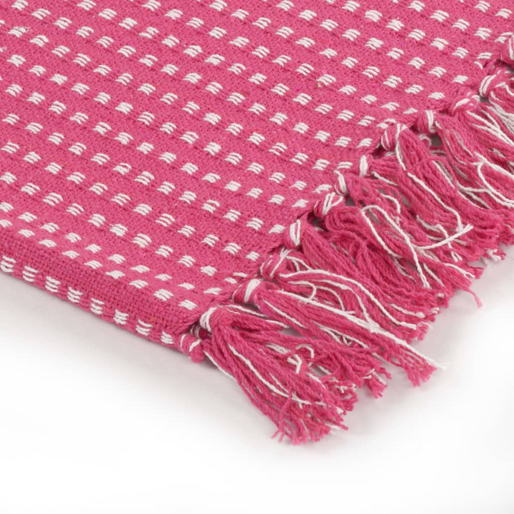 Soft Cotton Throw Blanket with Tassels - Pink, 160x210 cm | Cozy & Stylish Home Decor - Premium  from Home Treasures - Just £25.99! Shop now at Home Treasures