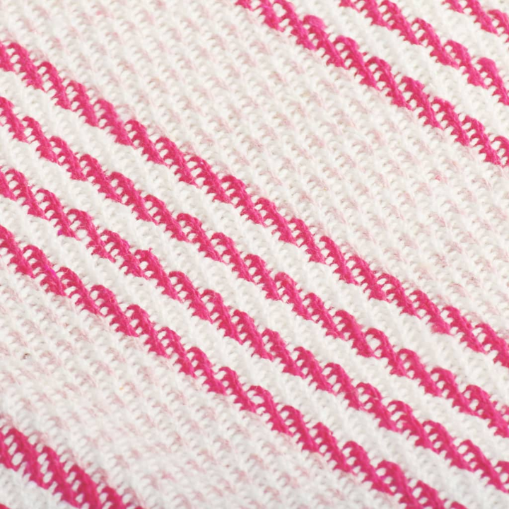 Soft Cotton Striped Throw Blanket - Pink & White, 125x150 cm, Machine Washable, Decorative Tassels - Premium  from Home Treasures - Just £19.99! Shop now at Home Treasures