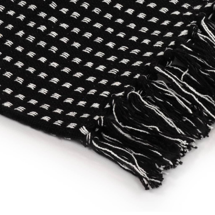 Black Cotton Throw Blanket - 160x210 cm - Soft & Stylish with Tassels for Home Décor - Premium  from Home Treasures - Just £31.99! Shop now at Home Treasures