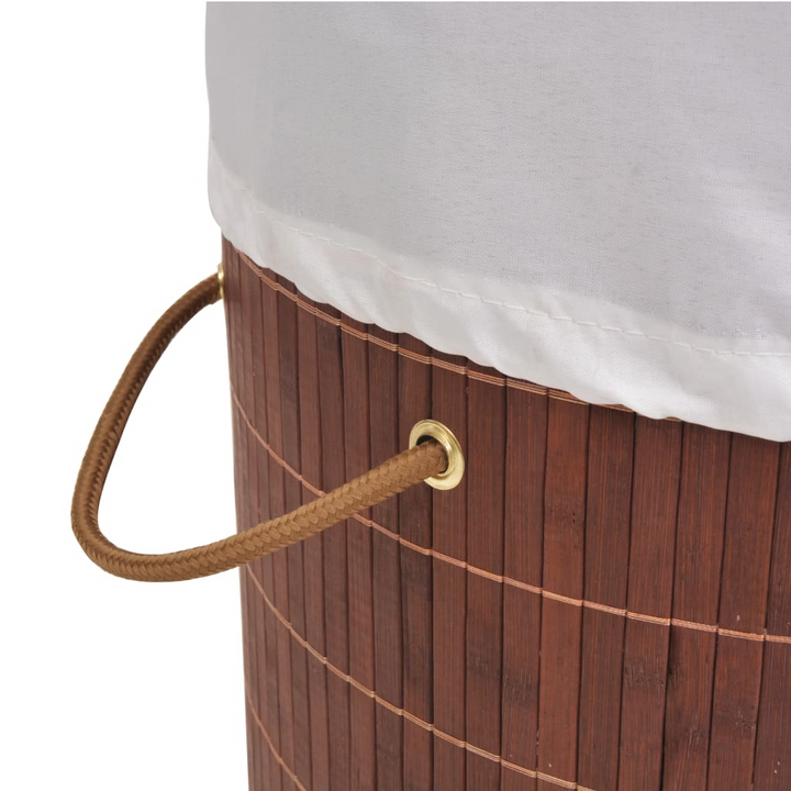 Bamboo Laundry Bin - Round Brown Hamper with Removable Liner and Handles - 35x60 cm - Premium  from Home Treasures - Just £24.99! Shop now at Home Treasures