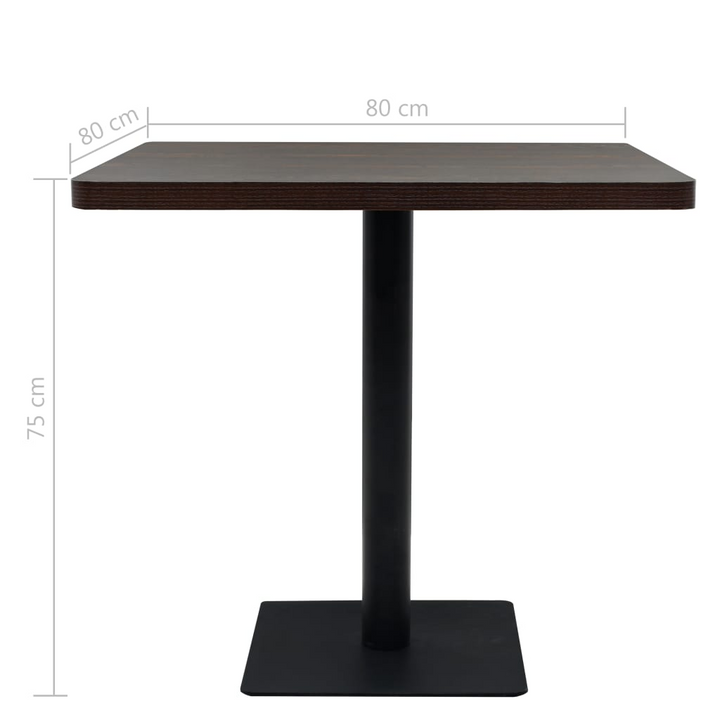 Dark Ash Bistro Table - Square 80x80x75 cm - Elegant MDF & Steel Design for Home, Restaurant, Coffee Shop, or Bar - Premium  from Home Treasures - Just £176.99! Shop now at Home Treasures