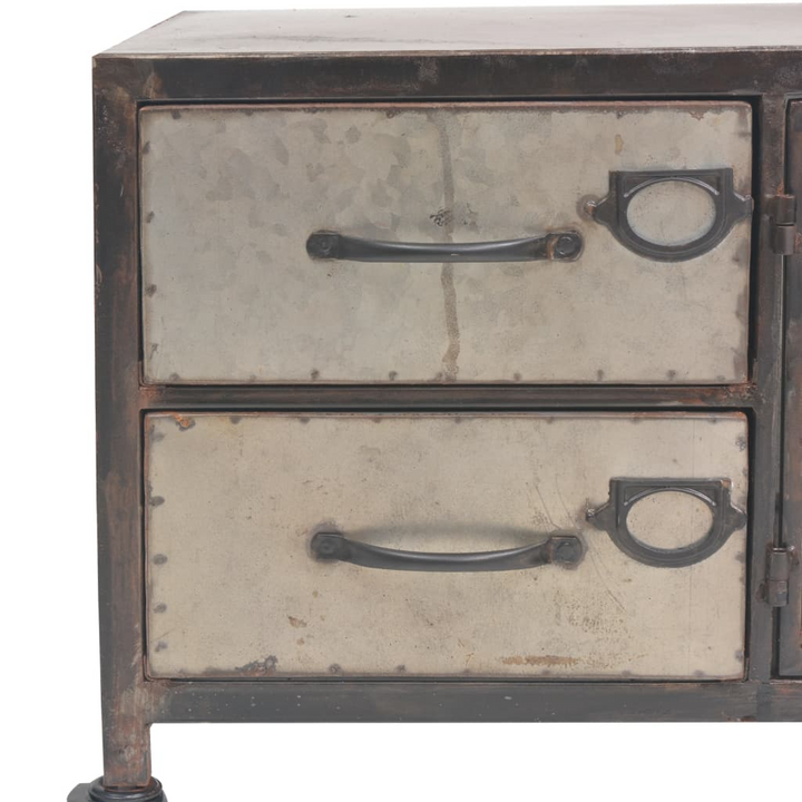 Stylish Industrial TV Cabinet with Wheels in Silver - 4 Drawers & Compartment - Premium  from Home Treasures - Just £262.99! Shop now at Home Treasures