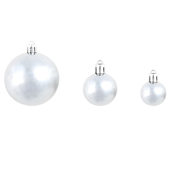 100 Piece Christmas Ball Set - White & Grey, Shatterproof Baubles in Various Sizes: 3cm, 4cm, 6cm - Premium  from Home Treasures - Just £29.99! Shop now at Home Treasures