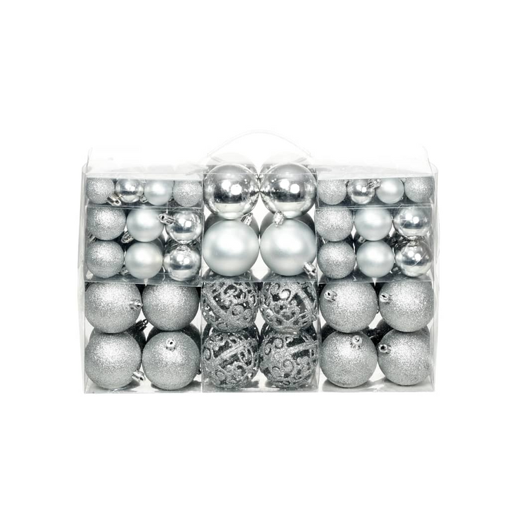 100 Piece Christmas Ball Set - Shiny Silver Decorations for Your Christmas Tree - Premium  from Home Treasures - Just £20.99! Shop now at Home Treasures