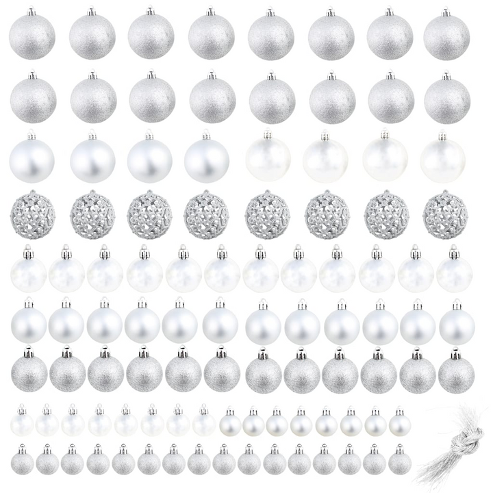 100 Piece Christmas Ball Set - Shiny Silver Decorations for Your Christmas Tree - Premium  from Home Treasures - Just £20.99! Shop now at Home Treasures