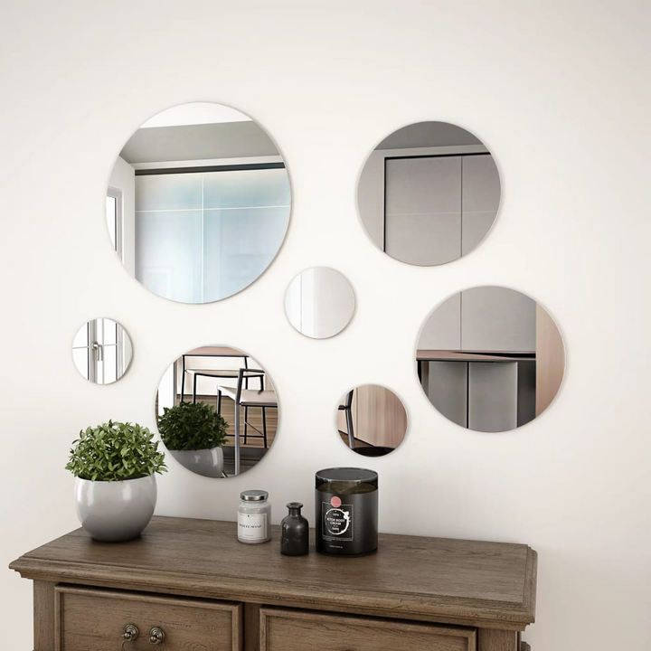 7-Piece Wall Mirror Set - Round Glass Mirrors for Minimalistic Home Decor - Premium  from Home Treasures - Just £15.99! Shop now at Home Treasures