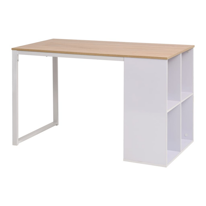 Writing Desk 120x60x75 cm Oak and White - Modern Office Desk with Storage Compartments - Premium  from Home Treasures - Just £169.99! Shop now at Home Treasures