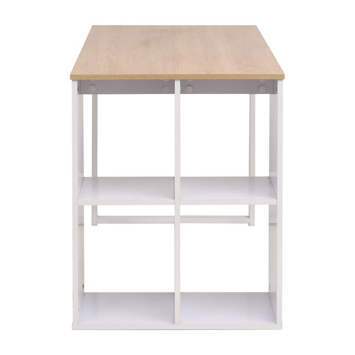 Writing Desk 120x60x75 cm Oak and White - Modern Office Desk with Storage Compartments - Premium  from Home Treasures - Just £169.99! Shop now at Home Treasures