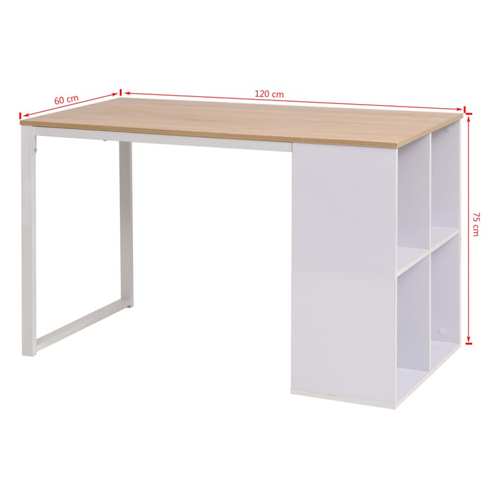 Writing Desk 120x60x75 cm Oak and White - Modern Office Desk with Storage Compartments - Premium  from Home Treasures - Just £169.99! Shop now at Home Treasures