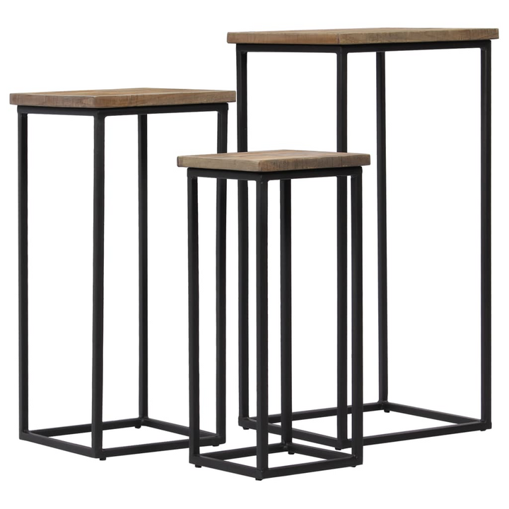 Elegant Plant Table Set - 3 Piece Reclaimed Teak with Steel Frame | Sustainable & Durable - Premium  from Home Treasures - Just £171.99! Shop now at Home Treasures