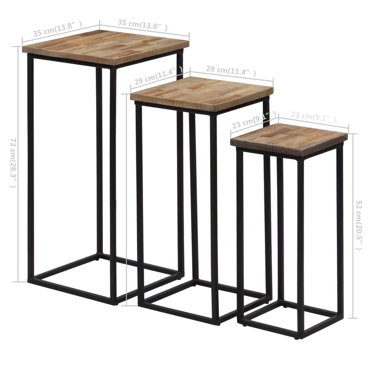 Elegant Plant Table Set - 3 Piece Reclaimed Teak with Steel Frame | Sustainable & Durable - Premium  from Home Treasures - Just £171.99! Shop now at Home Treasures