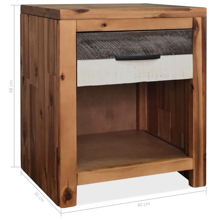 Stylish Solid Acacia Bedside Tables - Set of 2 (Brown) - 40 x 30 x 48 cm - Unique Design, Durable & Easy to Assemble - Premium  from Home Treasures - Just £174.99! Shop now at Home Treasures