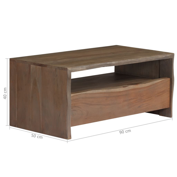 Rustic Grey Solid Acacia Wood Live Edge Coffee Table - 90x50x40 cm | Handmade, Unique, No Assembly Required - Premium  from Home Treasures - Just £190.99! Shop now at Home Treasures