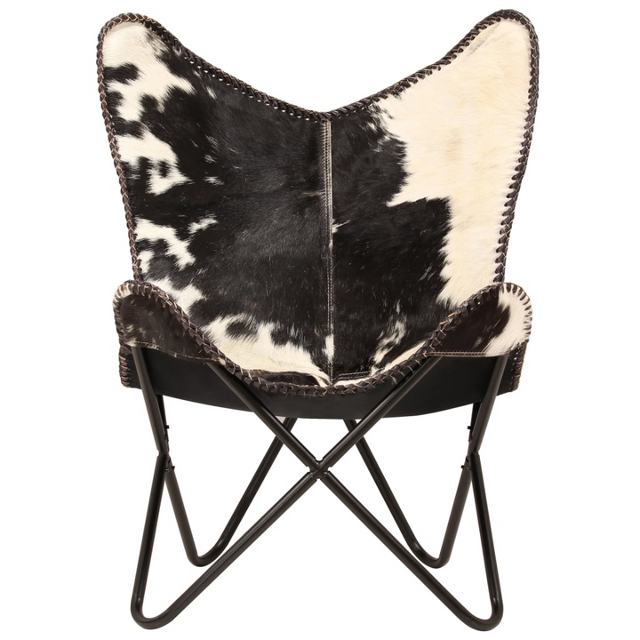 Butterfly Chair - Black & White Genuine Goat Leather, Iconic Vintage Design, Handcrafted Comfort, Durable Steel Frame - Premium  from Home Treasures - Just £109.99! Shop now at Home Treasures