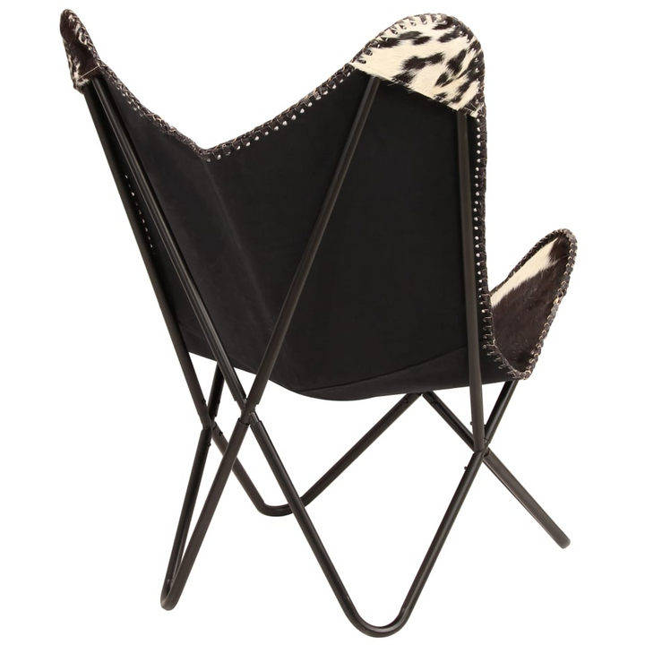 Butterfly Chair - Black & White Genuine Goat Leather, Iconic Vintage Design, Handcrafted Comfort, Durable Steel Frame - Premium  from Home Treasures - Just £109.99! Shop now at Home Treasures