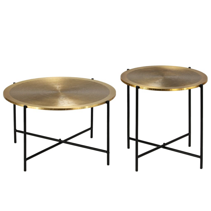 Antique Industrial 2-Piece Table Set - Brass-Covered MDF, Coffee Tables - Premium  from Home Treasures - Just £175.99! Shop now at Home Treasures