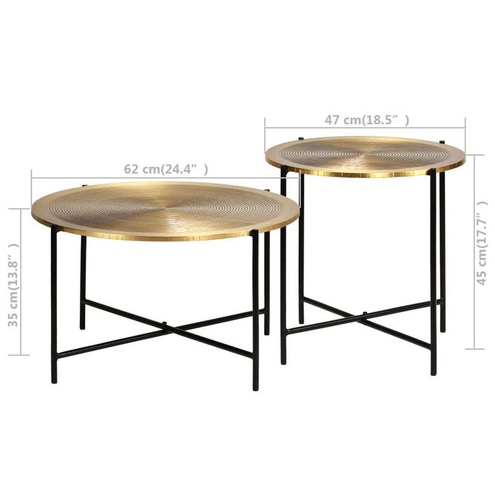 Antique Industrial 2-Piece Table Set - Brass-Covered MDF, Coffee Tables - Premium  from Home Treasures - Just £175.99! Shop now at Home Treasures