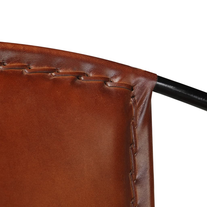 Brown Leather Circle Chair - Comfortable & Stylish Genuine Goatskin Leather with Powder-Coated Steel Frame - Premium  from Home Treasures - Just £244.99! Shop now at Home Treasures