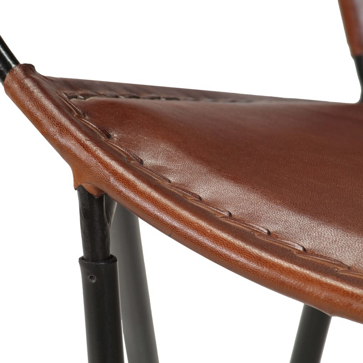 Brown Leather Circle Chair - Comfortable & Stylish Genuine Goatskin Leather with Powder-Coated Steel Frame - Premium  from Home Treasures - Just £244.99! Shop now at Home Treasures