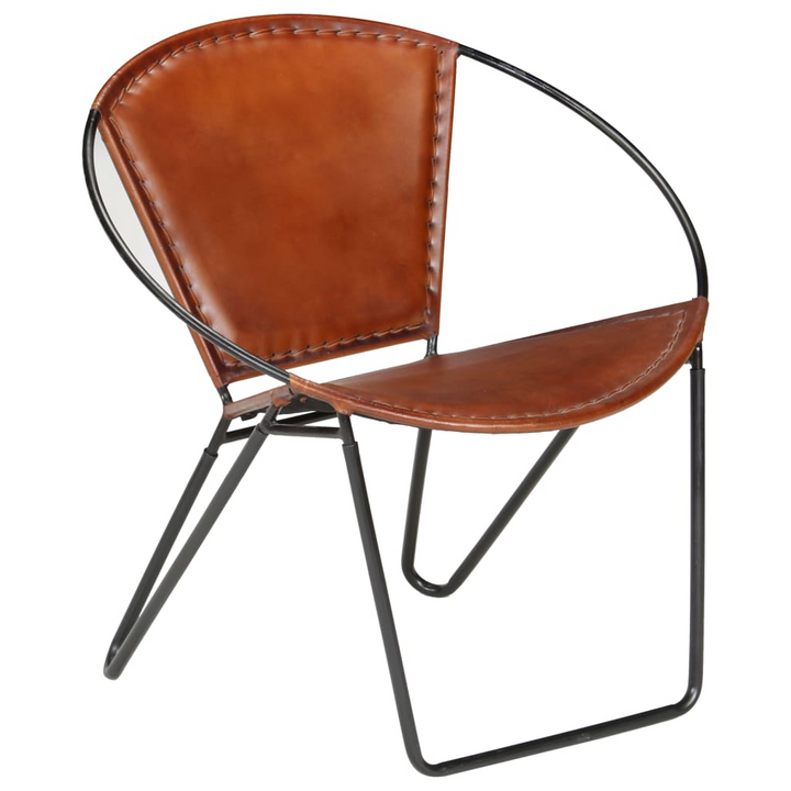 Brown Leather Circle Chair - Comfortable & Stylish Genuine Goatskin Leather with Powder-Coated Steel Frame - Premium  from Home Treasures - Just £244.99! Shop now at Home Treasures