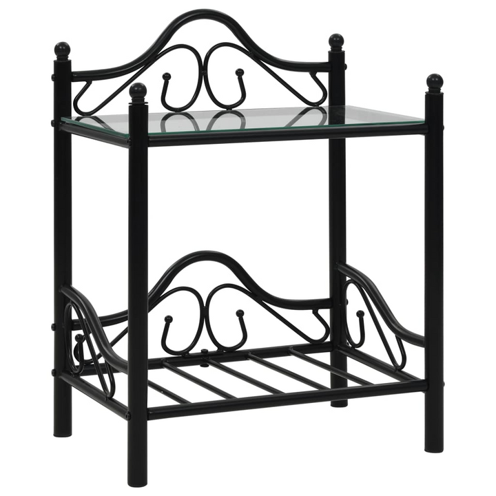 Modern Steel & Tempered Glass Bedside Tables, Set of 2 - Elegant Black Nightstands with 2 Shelves, 45 x 30.5 x 60 cm - Premium  from Home Treasures - Just £82.99! Shop now at Home Treasures