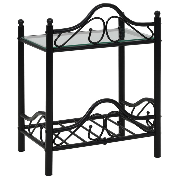 Modern Steel & Tempered Glass Bedside Tables, Set of 2 - Elegant Black Nightstands with 2 Shelves, 45 x 30.5 x 60 cm - Premium  from Home Treasures - Just £82.99! Shop now at Home Treasures