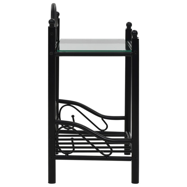 Modern Steel & Tempered Glass Bedside Tables, Set of 2 - Elegant Black Nightstands with 2 Shelves, 45 x 30.5 x 60 cm - Premium  from Home Treasures - Just £82.99! Shop now at Home Treasures