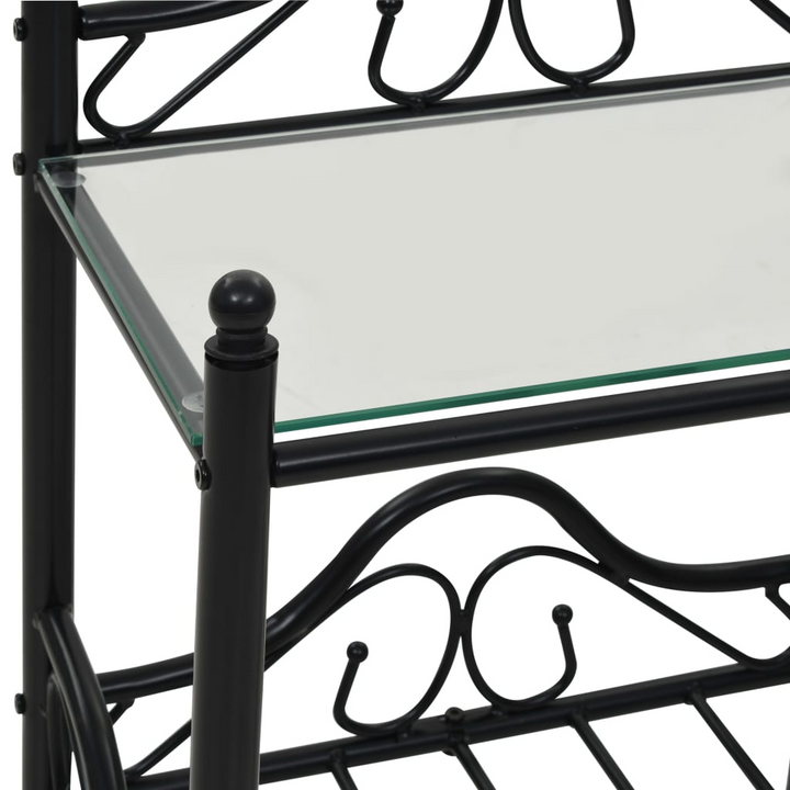 Modern Steel & Tempered Glass Bedside Tables, Set of 2 - Elegant Black Nightstands with 2 Shelves, 45 x 30.5 x 60 cm - Premium  from Home Treasures - Just £82.99! Shop now at Home Treasures