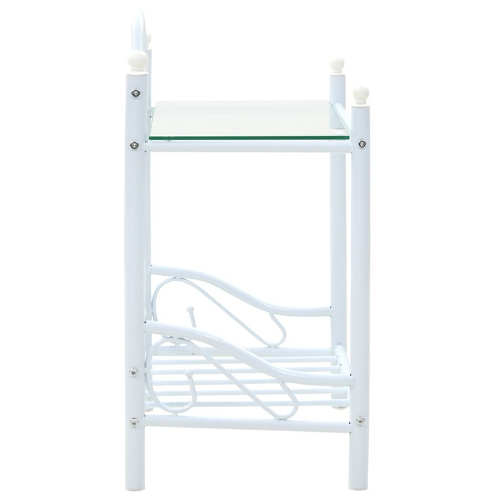 Elegant Steel & Tempered Glass Bedside Tables, Set of 2 (White) - 45 x 30.5 x 60 cm | Modern Nightstands with 2 Shelves - Premium  from Home Treasures - Just £76.99! Shop now at Home Treasures