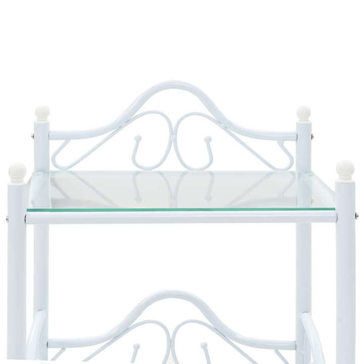 Elegant Steel & Tempered Glass Bedside Tables, Set of 2 (White) - 45 x 30.5 x 60 cm | Modern Nightstands with 2 Shelves - Premium  from Home Treasures - Just £76.99! Shop now at Home Treasures