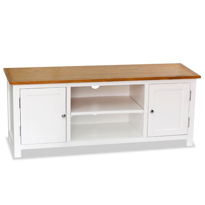 Elegant Solid Oak TV Cabinet - 120x35x48cm, Two-Tone Wooden Media Stand with Storage - Premium  from Home Treasures - Just £181.99! Shop now at Home Treasures