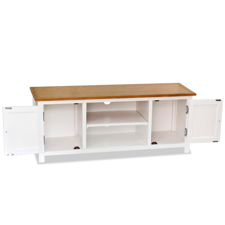 Elegant Solid Oak TV Cabinet - 120x35x48cm, Two-Tone Wooden Media Stand with Storage - Premium  from Home Treasures - Just £181.99! Shop now at Home Treasures