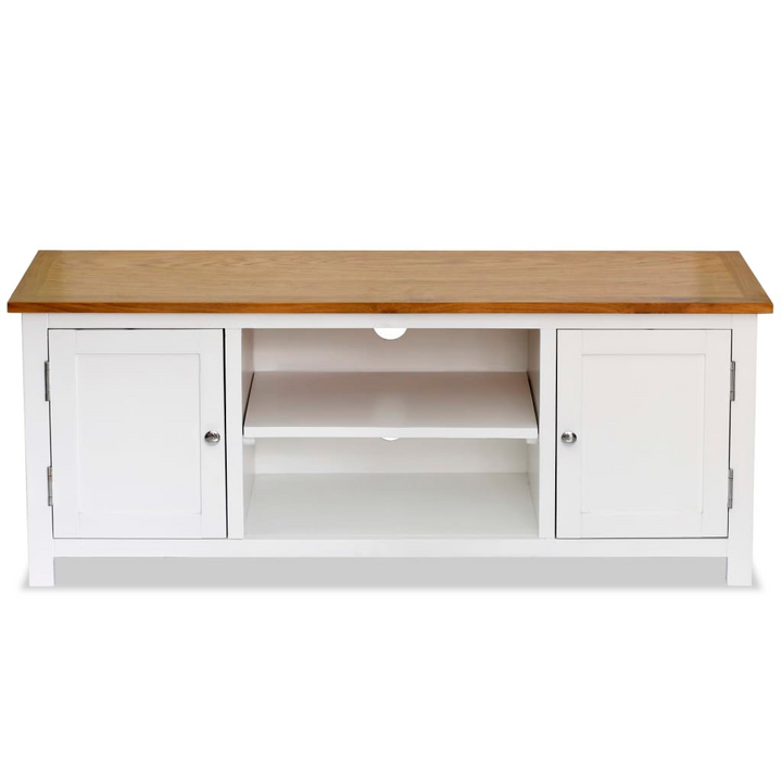 Elegant Solid Oak TV Cabinet - 120x35x48cm, Two-Tone Wooden Media Stand with Storage - Premium  from Home Treasures - Just £181.99! Shop now at Home Treasures