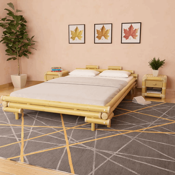 Eco-Friendly Bamboo Bed Frame 140 x 200cm - Sturdy, Sustainable, and Stylish - Premium Beds, Frames &amp; Bases from Home Treasures - Just £1079.99! Shop now at Home Treasures