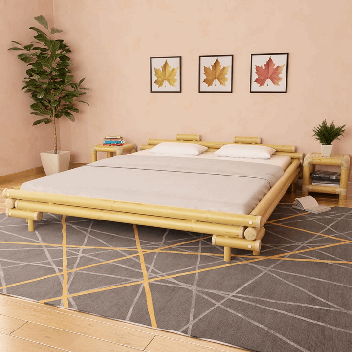 Sustainable Bamboo Bed Frame 180 x 200cm - Natural Rattan Accents, Durable & Lightweight, Easy Assembly - Premium  from Home Treasures - Just £1103.99! Shop now at Home Treasures