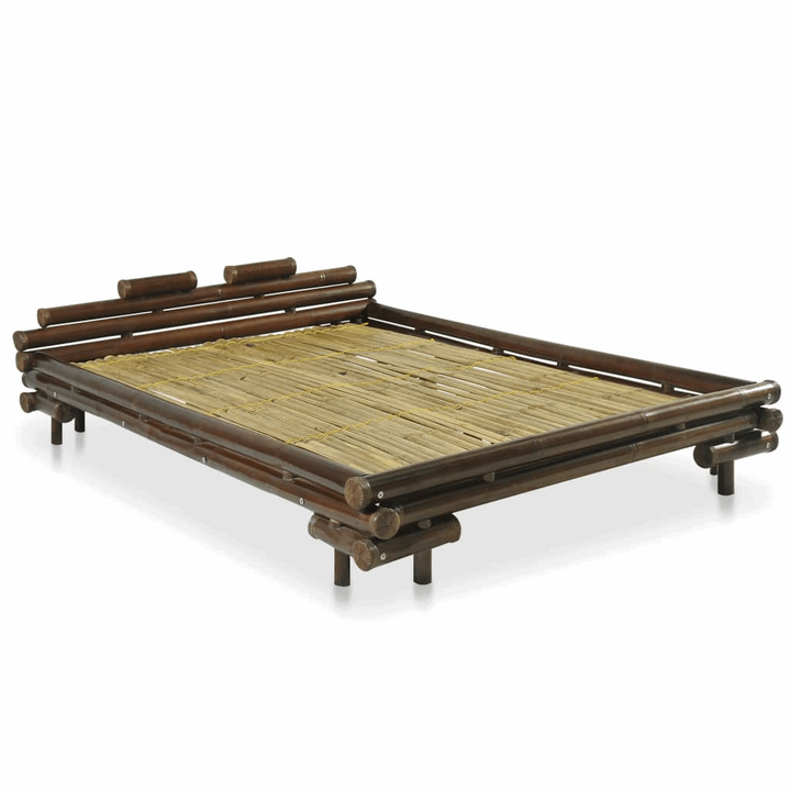 Elegant Bamboo Bed Frame in Dark Brown - 140 x 200cm: Sustainable & Rustic Design - Premium Beds, Frames &amp; Bases from Home Treasures - Just £1030.99! Shop now at Home Treasures