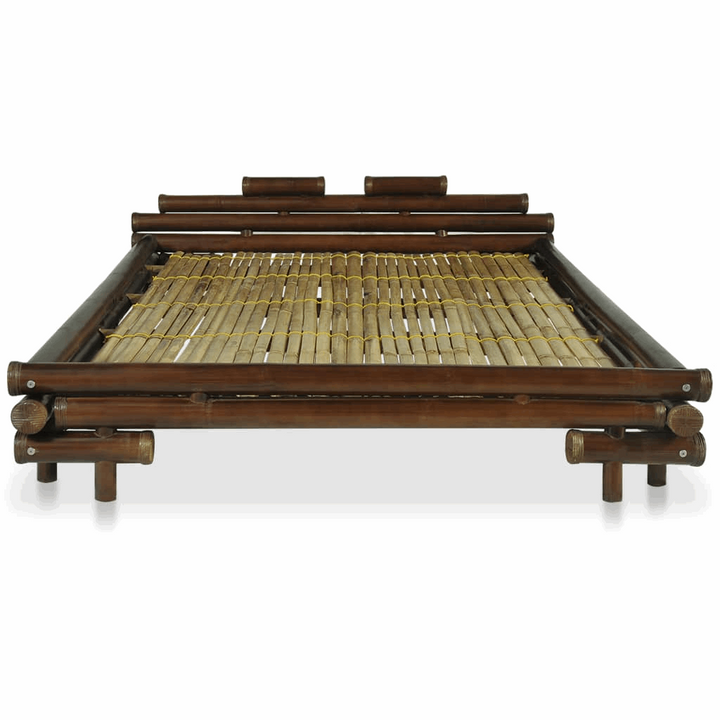 Elegant Bamboo Bed Frame in Dark Brown - 140 x 200cm: Sustainable & Rustic Design - Premium Beds, Frames &amp; Bases from Home Treasures - Just £1030.99! Shop now at Home Treasures