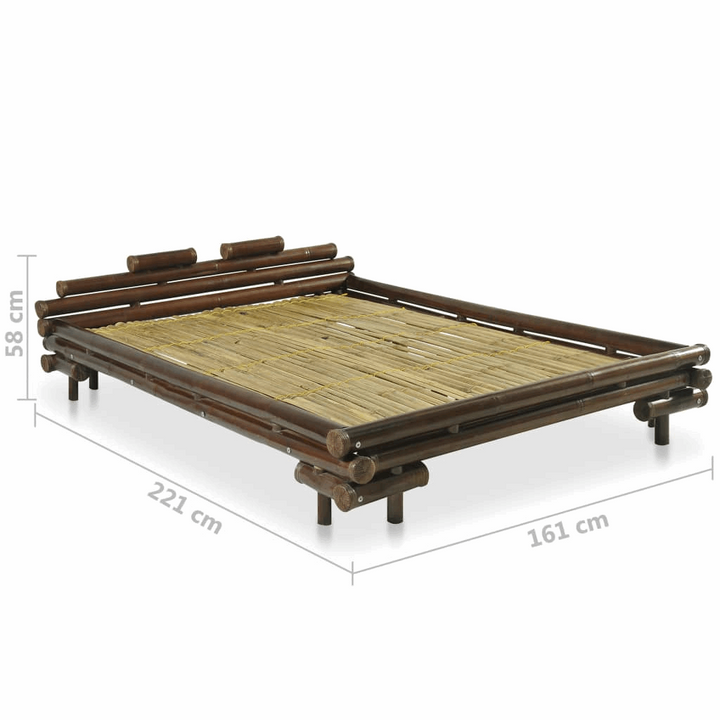 Elegant Bamboo Bed Frame in Dark Brown - 140 x 200cm: Sustainable & Rustic Design - Premium Beds, Frames &amp; Bases from Home Treasures - Just £1030.99! Shop now at Home Treasures