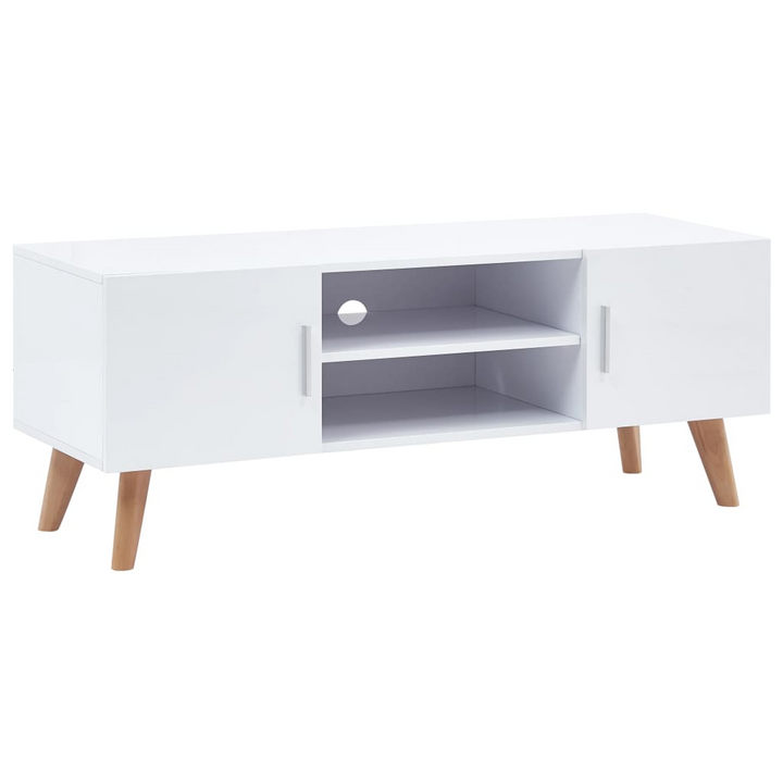 Skandi TV Cabinet (White) - Modern Entertainment Center | 120 x 40 x 46cm | High Gloss Finish with Ample Storage - Premium  from Home Treasures - Just £161.99! Shop now at Home Treasures