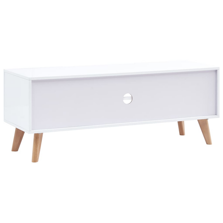 Skandi TV Cabinet (White) - Modern Entertainment Center | 120 x 40 x 46cm | High Gloss Finish with Ample Storage - Premium  from Home Treasures - Just £161.99! Shop now at Home Treasures