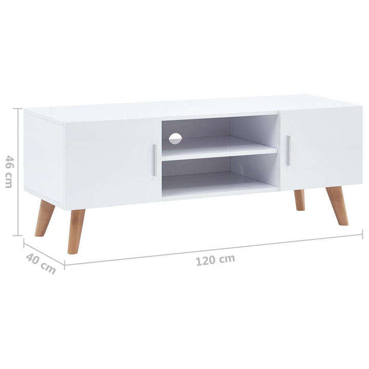 Skandi TV Cabinet (White) - Modern Entertainment Center | 120 x 40 x 46cm | High Gloss Finish with Ample Storage - Premium  from Home Treasures - Just £161.99! Shop now at Home Treasures