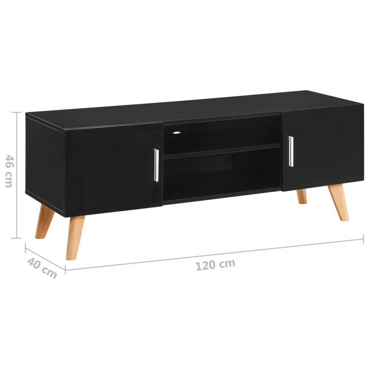 Modern Skandi TV Cabinet in Black - High Gloss Finish, 120 x 40 x 46 cm | Sleek & Durable Storage Solution - Premium  from Home Treasures - Just £173.99! Shop now at Home Treasures