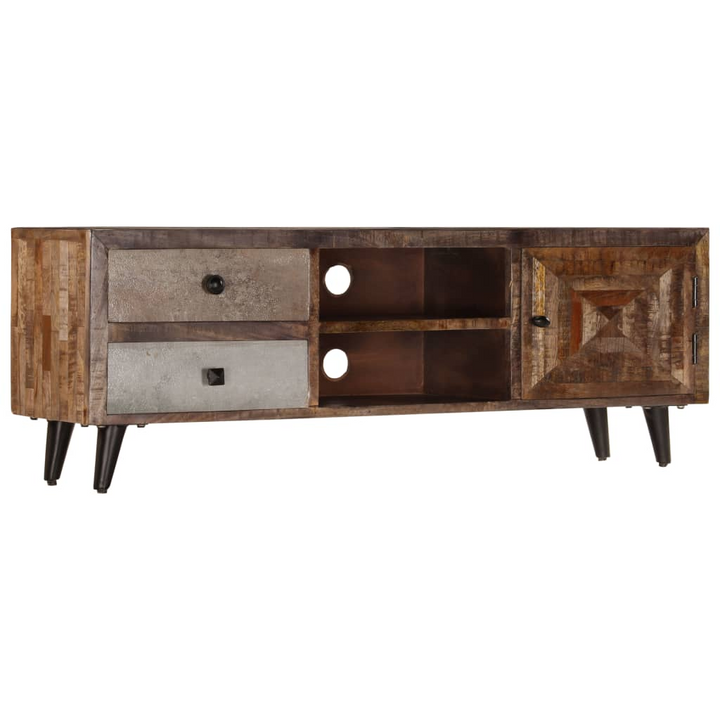 Solid Mango Wood TV Cabinet - Handcrafted 118 x 30 x 40cm Rustic Entertainment Unit - Premium  from Home Treasures - Just £218.99! Shop now at Home Treasures