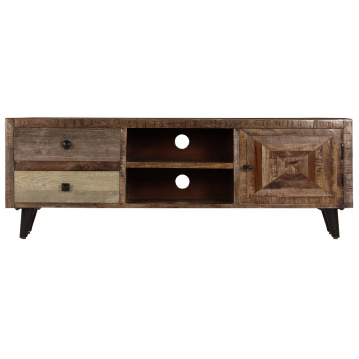 Solid Mango Wood TV Cabinet - Handcrafted 118 x 30 x 40cm Rustic Entertainment Unit - Premium  from Home Treasures - Just £218.99! Shop now at Home Treasures