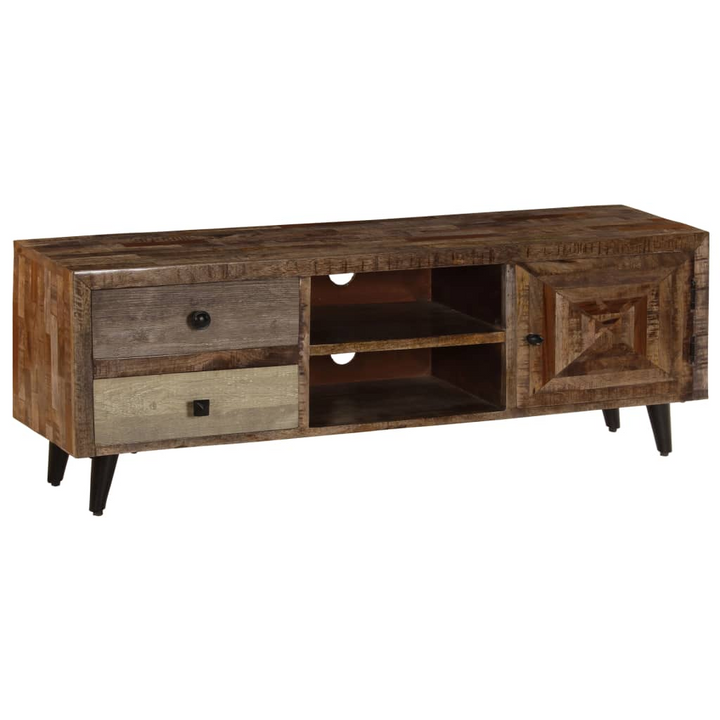 Solid Mango Wood TV Cabinet - Handcrafted 118 x 30 x 40cm Rustic Entertainment Unit - Premium  from Home Treasures - Just £218.99! Shop now at Home Treasures