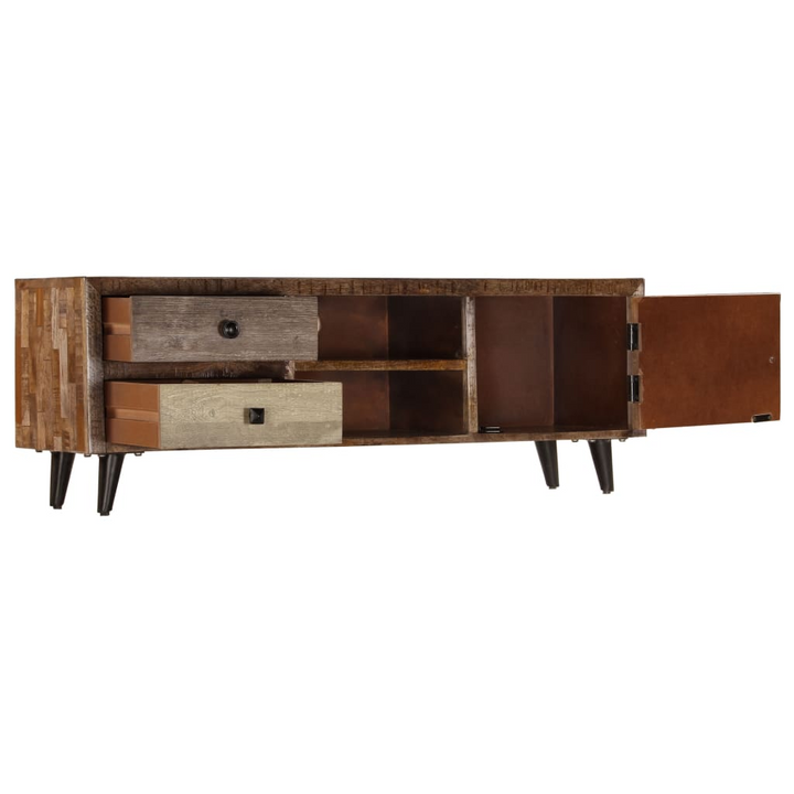 Solid Mango Wood TV Cabinet - Handcrafted 118 x 30 x 40cm Rustic Entertainment Unit - Premium  from Home Treasures - Just £218.99! Shop now at Home Treasures