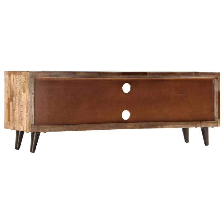 Solid Mango Wood TV Cabinet - Handcrafted 118 x 30 x 40cm Rustic Entertainment Unit - Premium  from Home Treasures - Just £218.99! Shop now at Home Treasures